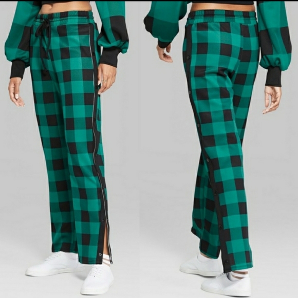 wild fable Pants - Plaid Snap Leg Track Pants